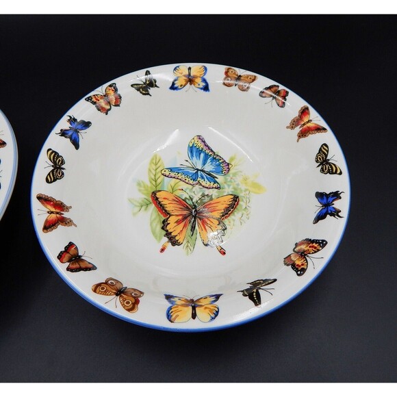 Tabletops Unlimited Butterflies 8-1/2 Inch Soup Pasta Salad Bowl Set of 2 - Picture 3 of 10
